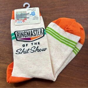 NWT Blue Q "RINGMASTER OF THE SH*T SHOW" Crew Socks in women's size 5-10